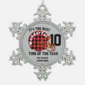 Creëer uw eigen gepersonaliseerde Football naamnum Tin Sneeuwvlok Ornament (Voorkant)