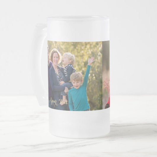 Creëer Uw eigen gepersonaliseerde foto Gold Text Matglas Bierpul (Voorkant links)