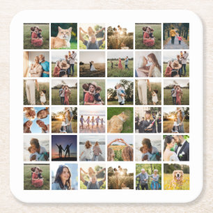 Creëer uw eigen gepersonaliseerde fotocollage kartonnen onderzetters