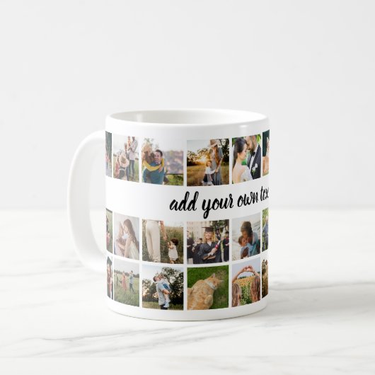 Creëer uw eigen gepersonaliseerde fotocollage koffiemok (Voorkant links)