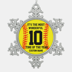 Creëer uw eigen gepersonaliseerde honkbalnaam tin sneeuwvlok ornament