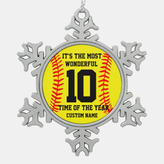 Creëer uw eigen gepersonaliseerde honkbalnaam tin sneeuwvlok ornament (Voorkant)