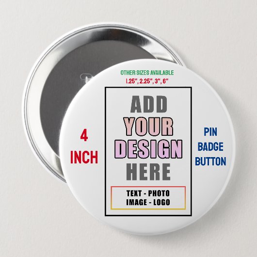 Creëer uw eigen gepersonaliseerde Huge Button Pin (Voorkant /achterkant)
