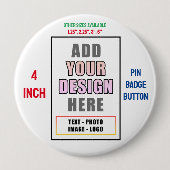 Creëer uw eigen gepersonaliseerde Huge Button Pin (Voorkant)
