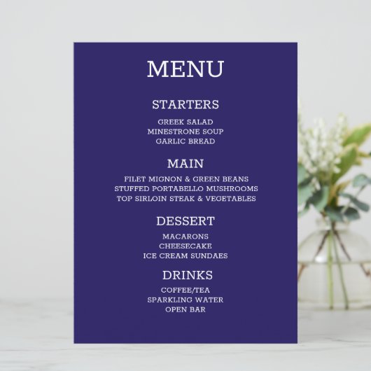Creëer uw eigen gepersonaliseerde indigo menu (Staand voorkant)