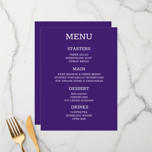 Creëer uw eigen gepersonaliseerde menu (Voorkant / Achterkant in situ)