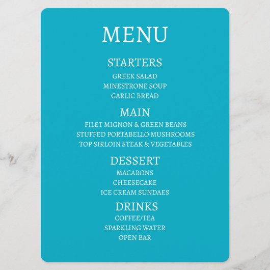 Creëer uw eigen gepersonaliseerde menu (Voorkant)