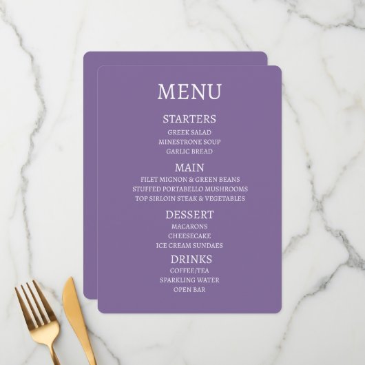 Creëer uw eigen gepersonaliseerde menu (Voorkant / Achterkant in situ)