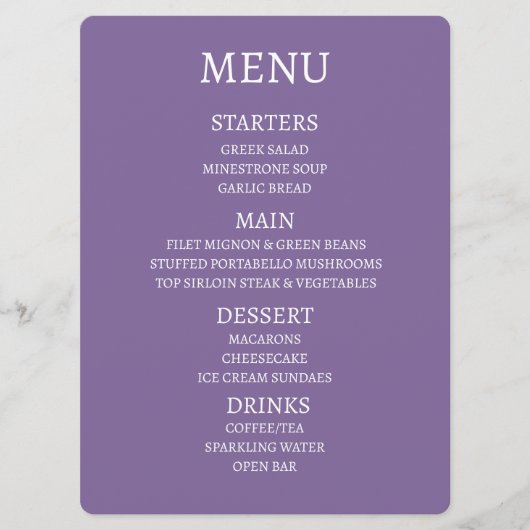 Creëer uw eigen gepersonaliseerde menu (Voorkant)