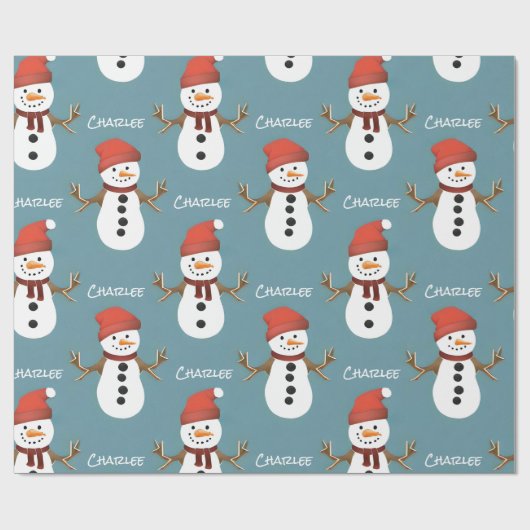 Creëer Uw eigen gepersonaliseerde sneeuwpop Cadeaupapier (Vlak)