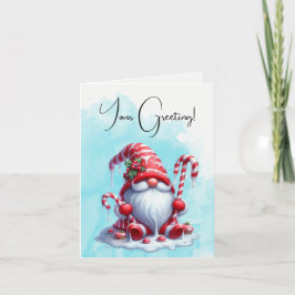 Creëer uw eigen gestreepte pepermunt kerstgnoom feestdagen kaart