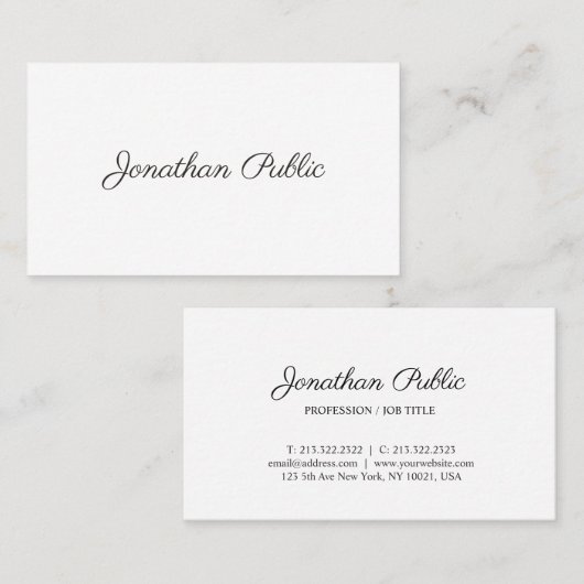 Creëer uw eigen gewoon modern wit design trendy visitekaartje (Voorkant / Achterkant)
