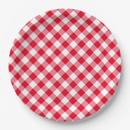 Creëer Uw eigen Gingham Country bruiloft Papieren Bordje (Voorkant)