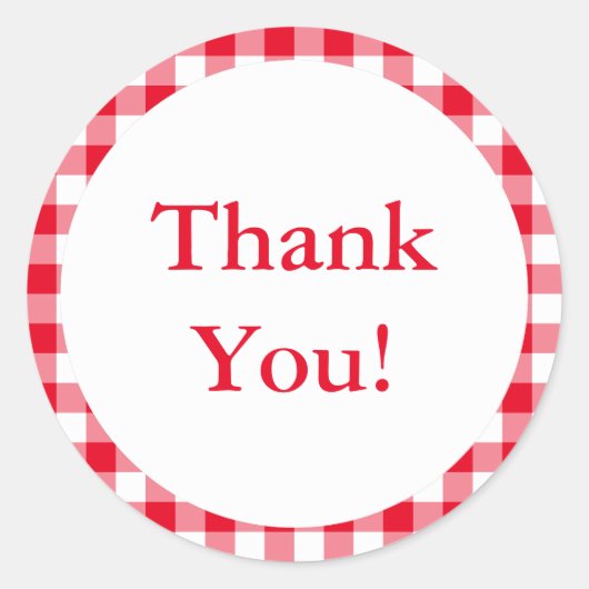 Creëer Uw eigen Gingham Dank u Ronde Sticker (Voorkant)