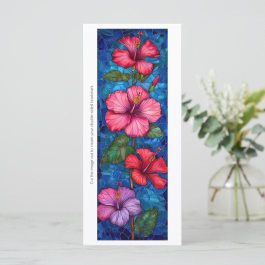 Creëer Uw Eigen Glas Hibiscus Bladwijzer Kaart (Staand voorkant)