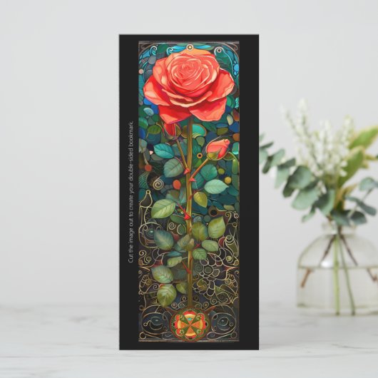 Creëer Uw Eigen Glas in lood Rozen Bladwijzer Kaar (Staand voorkant)
