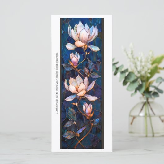 Creëer Uw Eigen Glas Magnolias Bladwijzer Kaart (Staand voorkant)