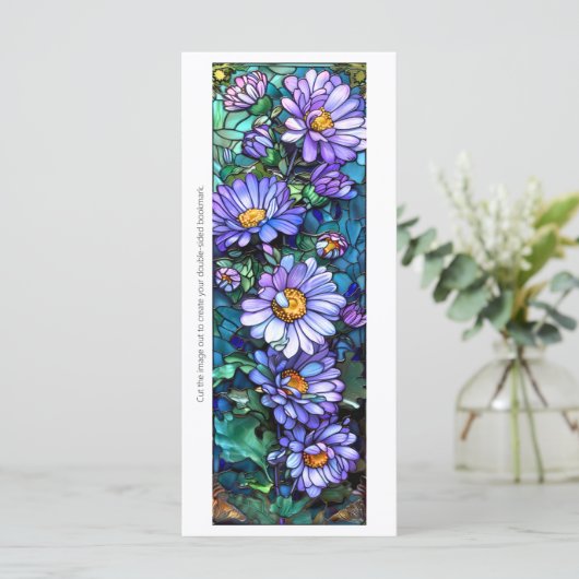 Creëer Uw Eigen Glas Paarse Gerberas Bladwijzer (Staand voorkant)