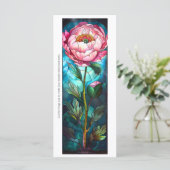 Creëer Uw Eigen Glas Roze Pioen Bladwijzer Kaart (Staand voorkant)