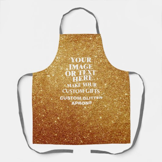 Creëer Uw eigen Glitter Custom Womens Gold Schorte Schort (Voorkant)