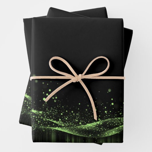 Creëer Uw Eigen Glitter Lint Groen Inpakpapier Vel (In situ)