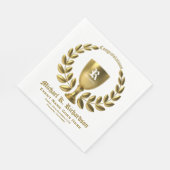 Creëer Uw Eigen Golden Cup Laurel Wreath Monogram Servet (Hoek)