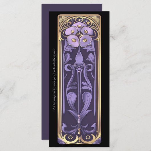 Creëer Uw eigen Golden Floral Art Deco Bladwijzer (Voorkant / Achterkant)