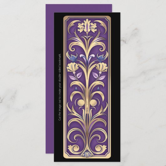 Creëer Uw eigen Golden Paarse Art Deco Bladwijzer (Voorkant / Achterkant)
