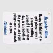 Creëer Uw Eigen Golfer Verjaardag Aangepaste Naam Golfhanddoek (Horizontaal)