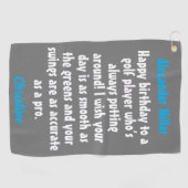 Creëer Uw Eigen Golfer Verjaardag Aangepaste Naam Golfhanddoek (Horizontaal)