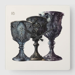 Creëer Uw eigen Gotische Zwarte Chalices Vierkante Klok