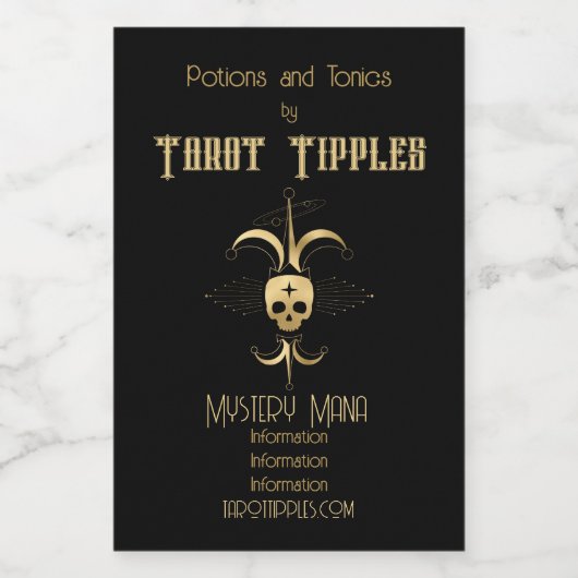 Creëer Uw eigen gouden Arcane Fool Tarot Wijn Etiket (Enkel label)