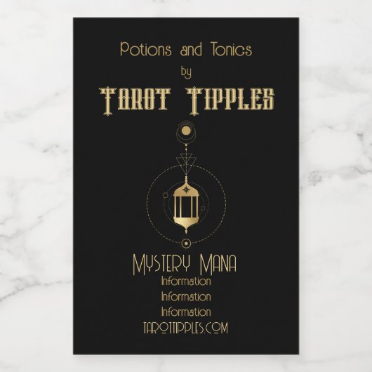 Creëer Uw eigen gouden Arcane Hermit Tarot Wijn Etiket (Enkel label)