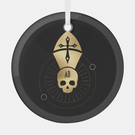 Creëer Uw eigen gouden Arcane Hierophant Tarot Glas Ornament (Voorkant)