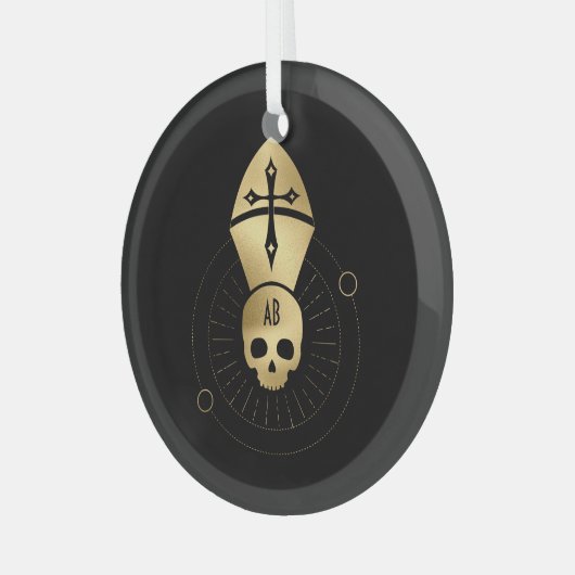 Creëer Uw eigen gouden Arcane Hierophant Tarot Glas Ornament (Voorkant links)