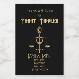 Creëer Uw eigen gouden Arcane Justice Tarot Wijn Etiket