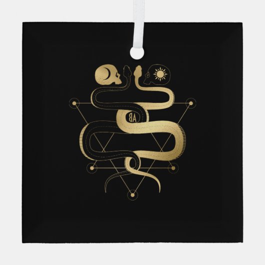 Creëer Uw eigen gouden Arcane Liefhebbers Tarot Glas Ornament (Achterkant)