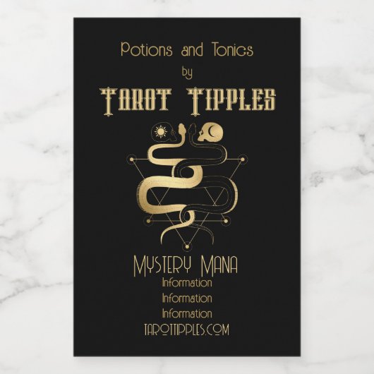 Creëer Uw eigen gouden Arcane Liefhebbers Tarot Wijn Etiket (Enkel label)