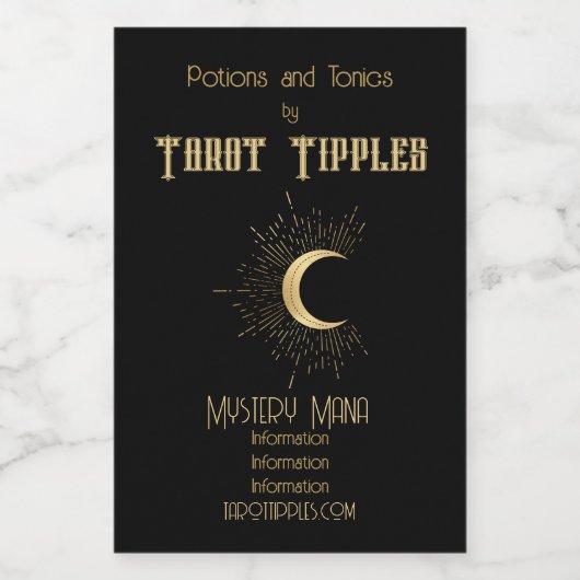 Creëer Uw eigen gouden Arcane Moon Tarot Wijn Etiket (Enkel label)
