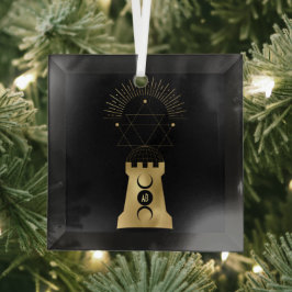 Creëer Uw eigen gouden Arcane Moon Tower Tarot Glas Ornament