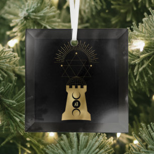 Creëer Uw eigen gouden Arcane Moon Tower Tarot Glas Ornament