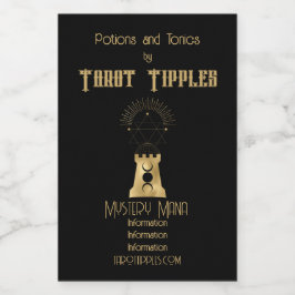 Creëer Uw eigen gouden Arcane Moon Tower Tarot Wijn Etiket
