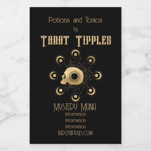 Creëer Uw eigen gouden Arcane Sterkte Tarot Wijn Etiket (Enkel label)