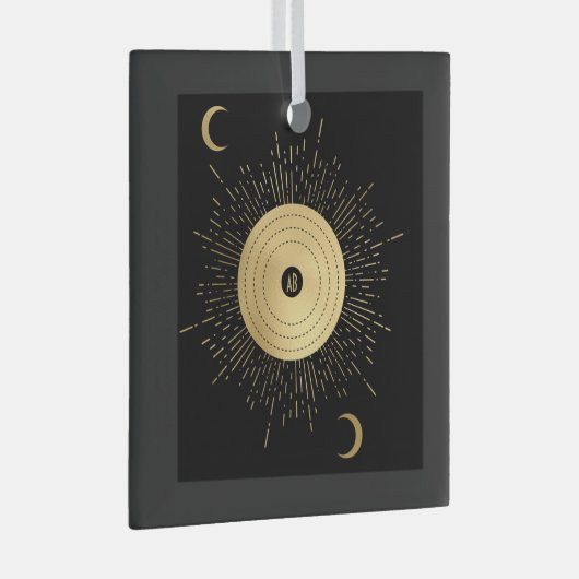 Creëer Uw eigen gouden Arcane Sun Tarot Glas Ornament (Voorkant Rechts)