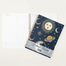 Creëer Uw Eigen Gouden Blauw Wit Celestial Planner