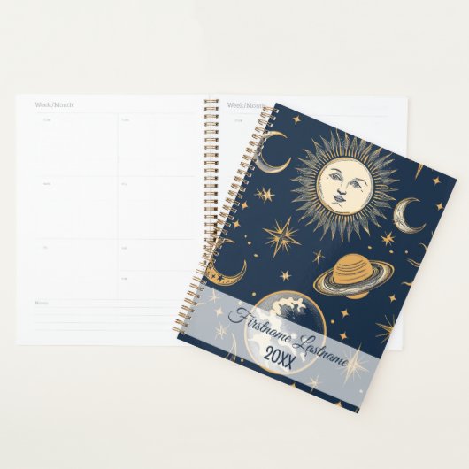Creëer Uw Eigen Gouden Blauw Wit Celestial Planner (Display)