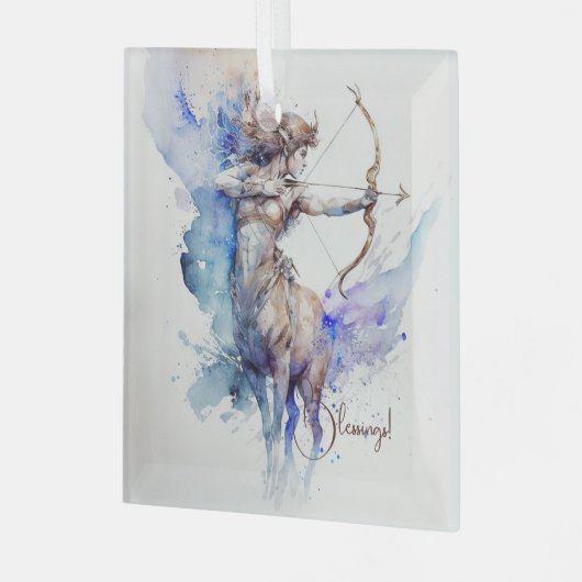 Creëer Uw eigen Gouden & Blauwe Boogschutter Zodia Glas Ornament (Voorkant links)