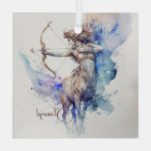 Creëer Uw eigen Gouden & Blauwe Boogschutter Zodia Glas Ornament (Achterkant)