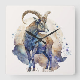 Creëer Uw Eigen Gouden & Blauwe Mystieke Steenbok Vierkante Klok