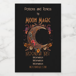 Creëer Uw Eigen Gouden Bloem Boho Moon Wijn Etiket